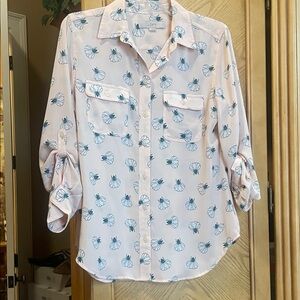 Loft pink pattern blouse size small